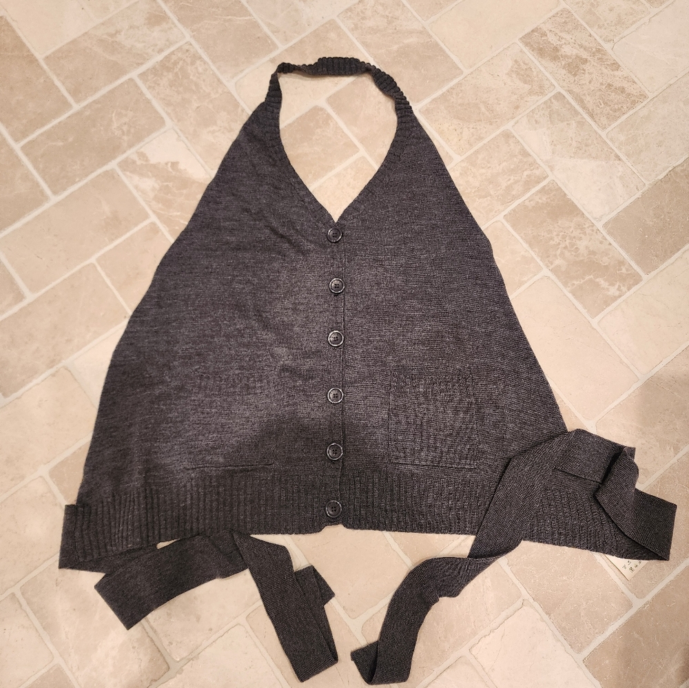 Toy G Vest Gilet Soft Wool Heather Grey  with Ties Italy